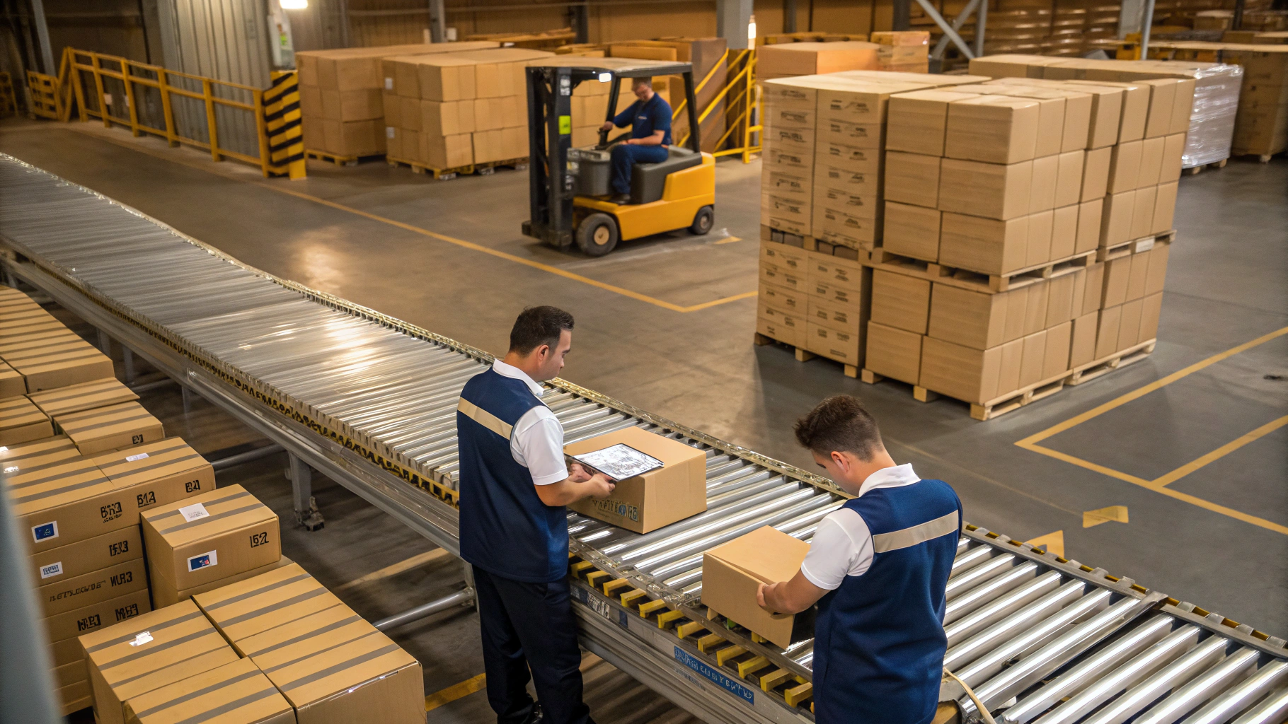 Automated packaging machinery in operation